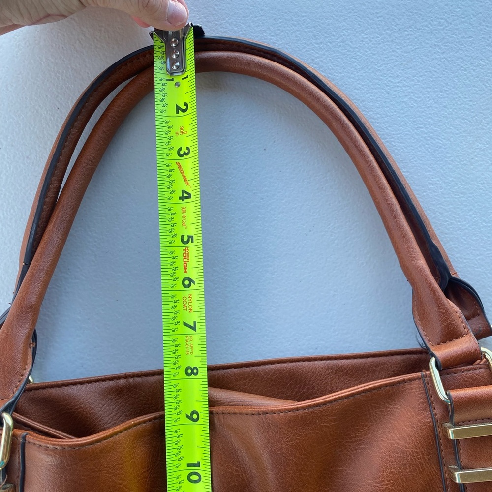 Faux Leather Brown Deep Pocket Bag - Picture 9 of 10